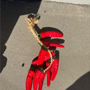 Vintage Red Chili Peppers Hanging on Rope